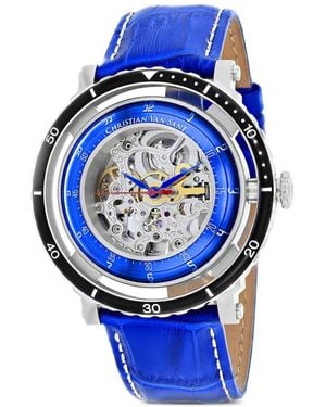 Christian Van Sant Dome Skeleton 45Mm Watch - Blue