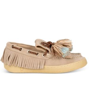 Elena Iachi Tassel-Detail Fringed Loafers - Natural