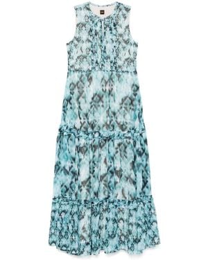 BOSS Abstract-Pattern Maxi Dress - Blue