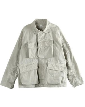 C.P. Company Twill Zip Lens Jacket - White