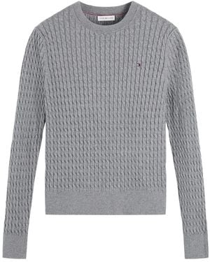 Tommy Hilfiger Cable-Knit Logo-Patch Sweater - Grey