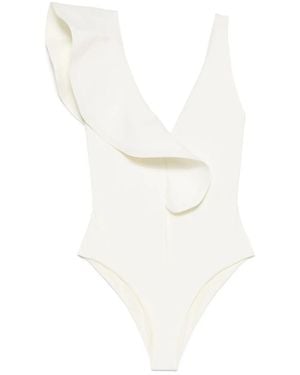 Johanna Ortiz Ruffle-Detailing Swimsuit - White