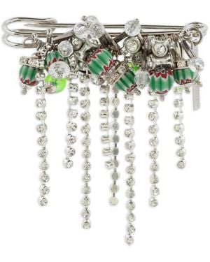 Dries Van Noten Beaded Brooch - White