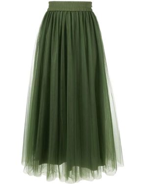 Fabiana Filippi High-Waist Tulle Midi Skirt - Green
