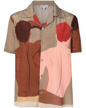 Amir Slama Graphic-Print Silk Shirt - Brown