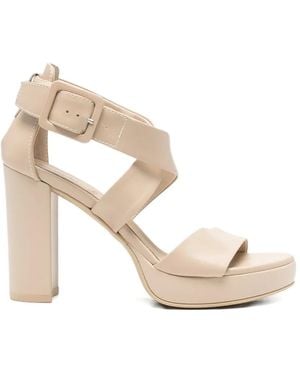 Nero Giardini Buckle-Fastening Crossover-Strap Sandals - Natural