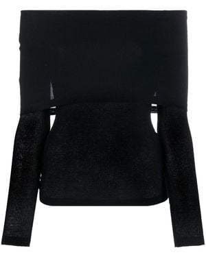 Burberry Ribbed-Knit Off-Shoulder Top - Black