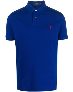 Polo Ralph Lauren Rib-Knit Polo Shirt With Two-Button Placket, Tennis Tail And Embroidered Logo - Blue