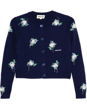 ShuShu/Tong Floral Embroidery Cardigan - Blue