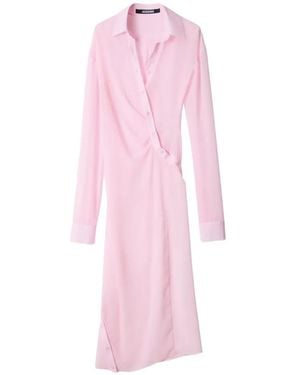 Jacquemus Pareo Asymmetric-Fastening Midi Dress - Pink