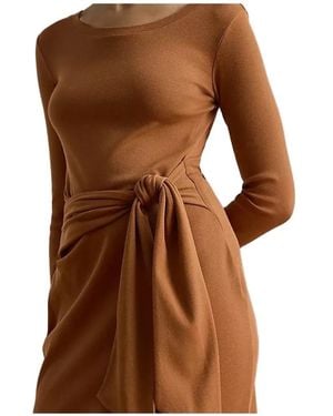 Ralph Lauren Tie-Waist Side-Slit Dress - Brown