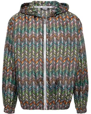 Missoni Chevron-Print Hooded Jacket - Gray