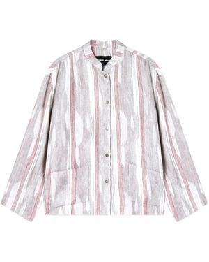 Giorgio Armani Stripe-Print Bomber Jacket - White