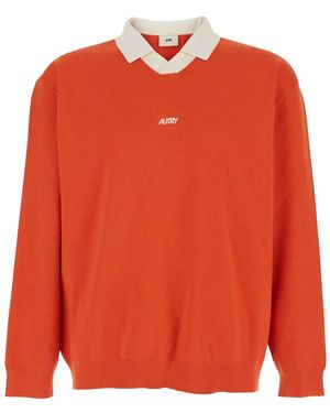 Autry Sudadera con cuello en contraste - Naranja