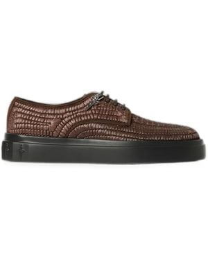 Cesare Paciotti Venus Woven-Raffia Derby Shoes - Brown
