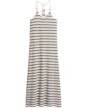 Woolrich Striped Side-Slit Maxi Dress - White