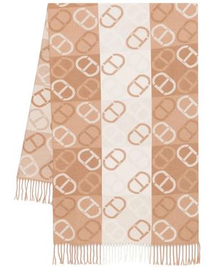 Twinset Oval T ジャカード スカーフ - ナチュラル