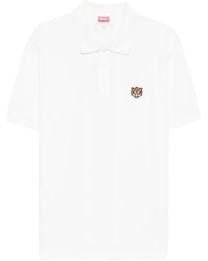 KENZO Tiger-Embroidered Polo Shirt - White