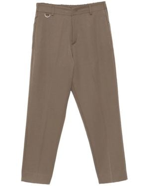 Low Brand Pantaloni Dritti Con Vita Elasticizzata E Dettagli Ad Anello - Grigio