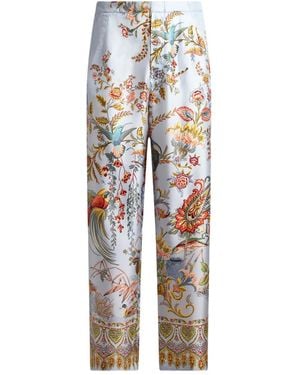 Etro Printed Silk Trousers - White