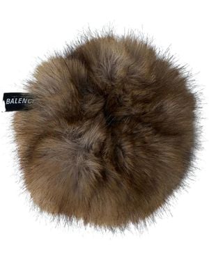 Balenciaga Holli Faux-Fur Round Scrunchie - Brown