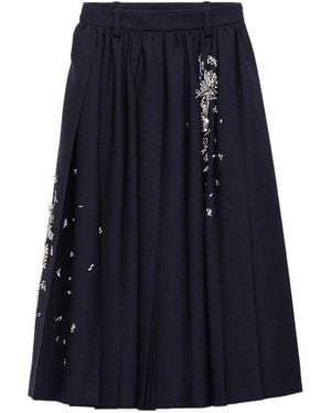 Prada Verfraaide Plooirok - Blauw