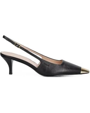 Furla Metal-Toe-Cap Slingback Court Shoes - Black