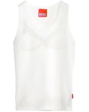 DIESEL X Tinder Lace-Print Ribbed T-Shirt - White