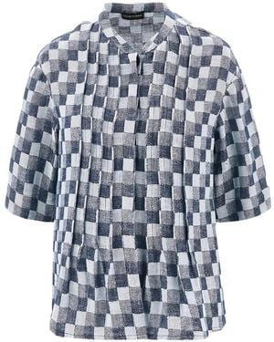 Emporio Armani Check-Pattern Jacquard Shirt - Blue