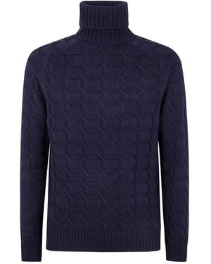 Zanone Cable-Knit Turtleneck Jumper - Blue