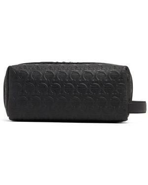 Ferragamo Embossed-Logo Travel Pouch - Black