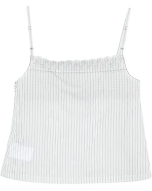 Low Classic Striped Lace Top - White