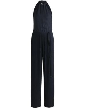 BOSS Plissé-Effect Sleeveless Jumpsuit - Blue