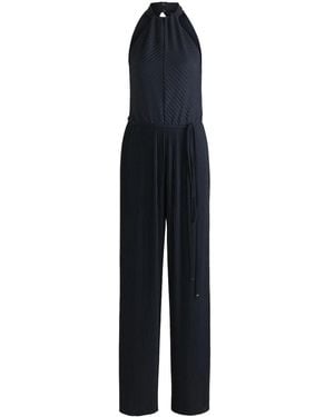 BOSS Plissé-Effect Sleeveless Jumpsuit - Blue