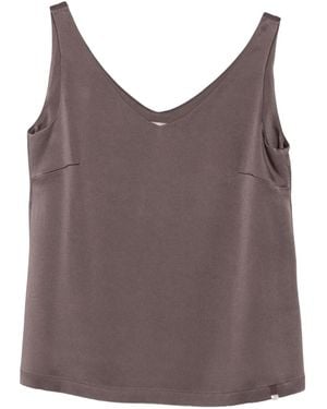 Herno V-Neck Silk Top - Brown