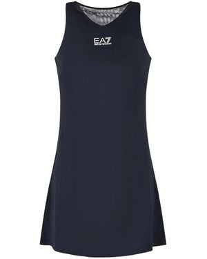 EA7 Logo-Print Sleeveless Minidress - Blue