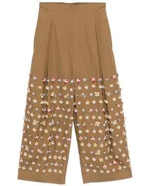 Biyan Bead-Embellished Pants - Brown