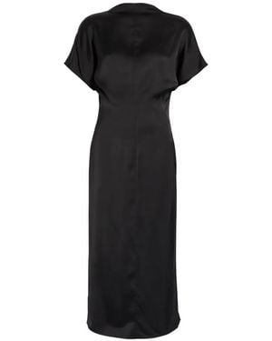 TOVE Aker Satin Cap-Sleeve Midi Dress - Black