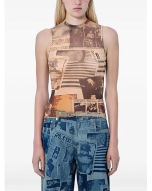 Jean Paul Gaultier Graphic-Print Sleeveless Top - Blue