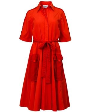 Iceberg Patch-Pocket Belted Dress - Red