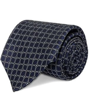 Michael Kors Geometric-Pattern Silk Tie - Blue