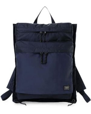 Porter-Yoshida and Co Force Logo-Patch Backpack - Blue