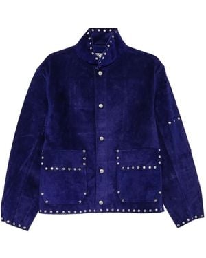 Bode Studded Suede Jacket - Blue