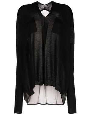 Masnada Abstract-Print Wool Blouse - Black
