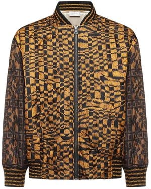 Pierre Louis Mascia Geometric-Pattern Bomber Jacket - Brown