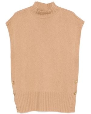 Twinset Button-Detail High-Neck Knitted Vest - White