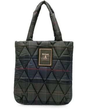 Barbour Arlene Tartan Quilted Tote Bag - Black