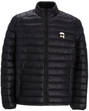 Karl Lagerfeld Quilted Logo Jacket - Black