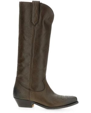Golden Goose Stivali Western Wish Star Goffrati - Marrone