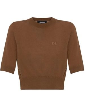 DSquared² Gebreid T-Shirt - Bruin